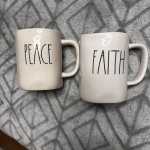 Rae Dunn Cream 'Peace' and 'Faith' Mugs